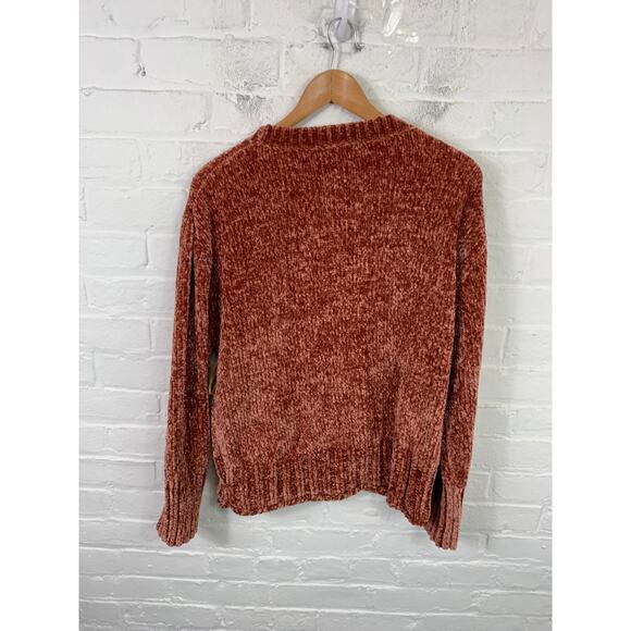 Christian Siriano Women's Chunky-Knit Chenille Sweater Redish Brown Size L - Picture 2 of 4